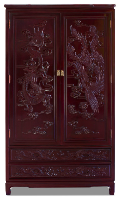 Rosewood Dragon Phoenix Design Armoire Asian Armoires And Wardrobes By China Furniture And Arts