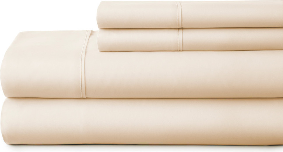 Becky Cameron Luxury 4-Piece Bed Sheet Set, California King, Ivory