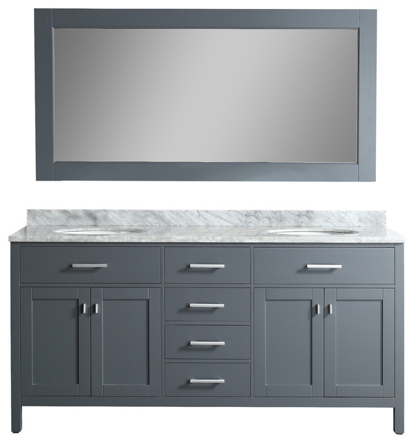 London 72 Double Sink Vanity Set Transitional Bathroom Vanities London 72 Double Sink Vanity Set Gray