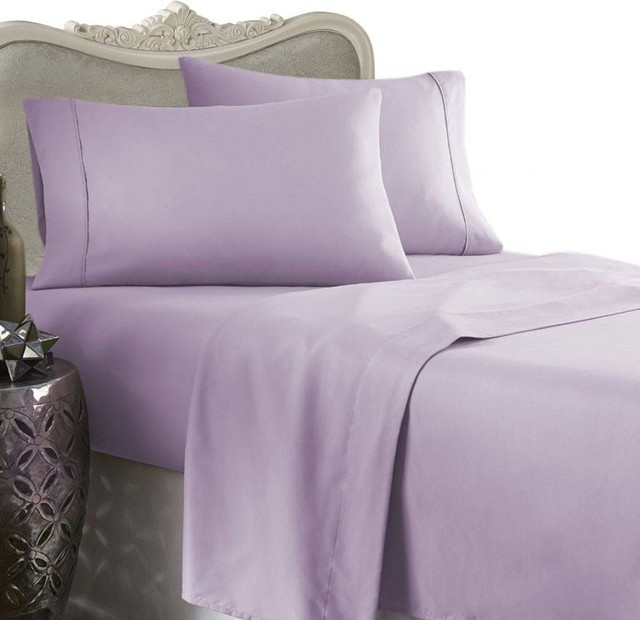 1500 Thread Count Egyptian Cotton Solid Duvet Cover Set, Queen, Lavender