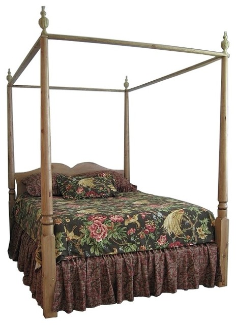 4 Poster Canopy Double Bed With Removable Finials, French Grey
