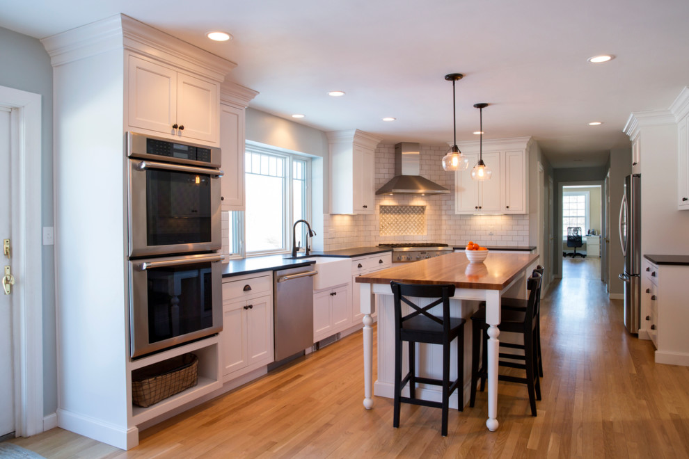 Inspiration for a transitional kitchen remodel in Boston