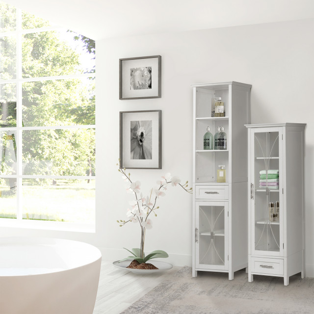 Wooden Bathroom Storage Tall Linen Cabinet - Transitional - Bathroom ...