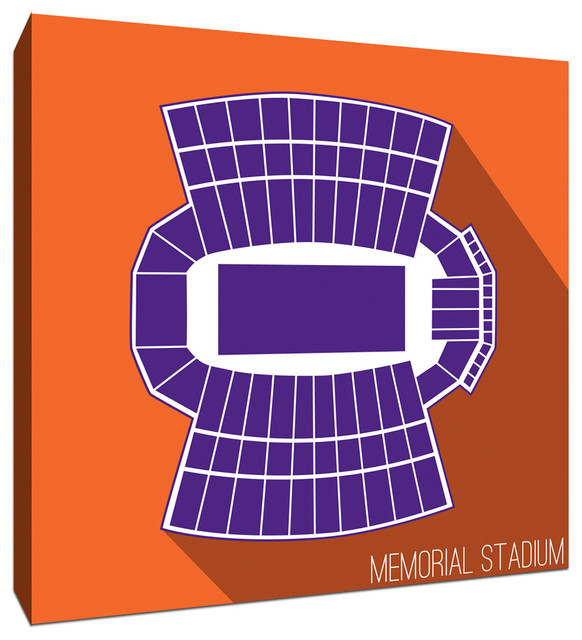 Clemson Tigers Memorial College Football Seating Map 16x16 Canvas