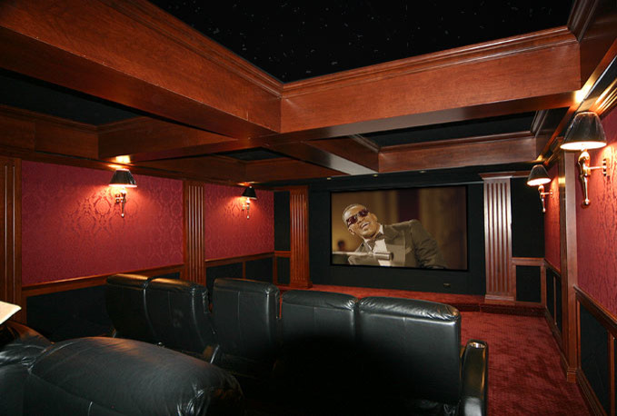 Arts and crafts home theatre in New York.