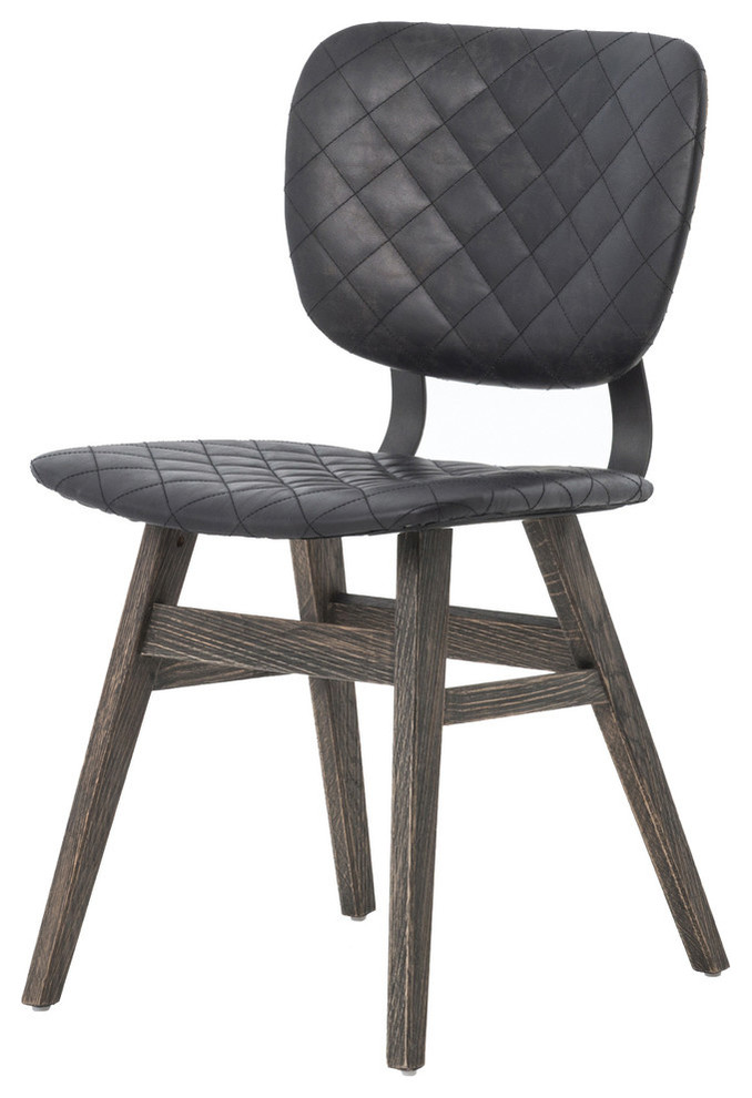 Irondale Sloan Dining Chair, Quilted Ebony Midcentury Dining Chairs by The Khazana Home