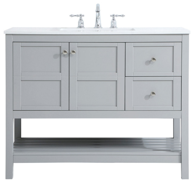 42" Single Bathroom Vanity, Gray, Vf16442Gr Transitional Bathroom