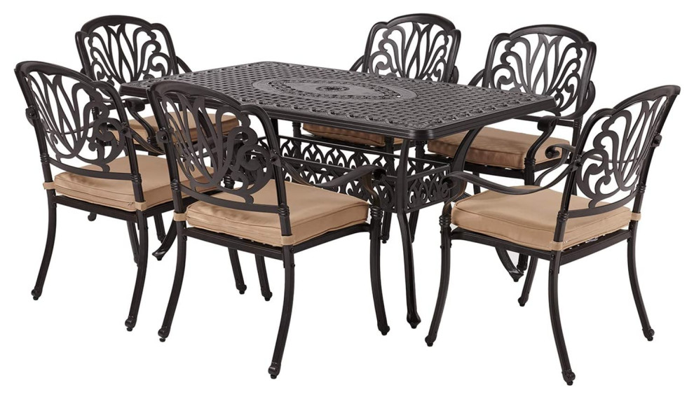 Outdoor Patio Dining Set 7 Piece Cast Aluminum Furniture