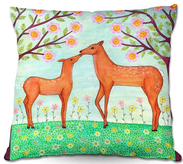 Woodland Deer Throw Pillow, 16"x16"
