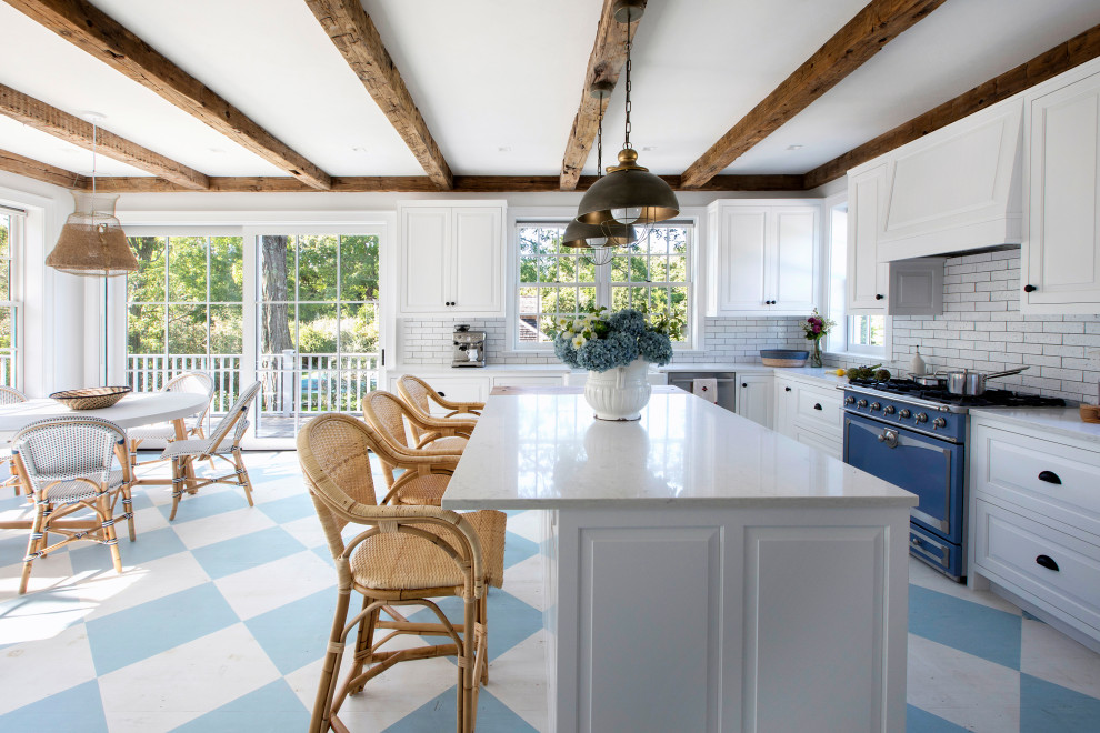 Design ideas for a beach style kitchen in New York.