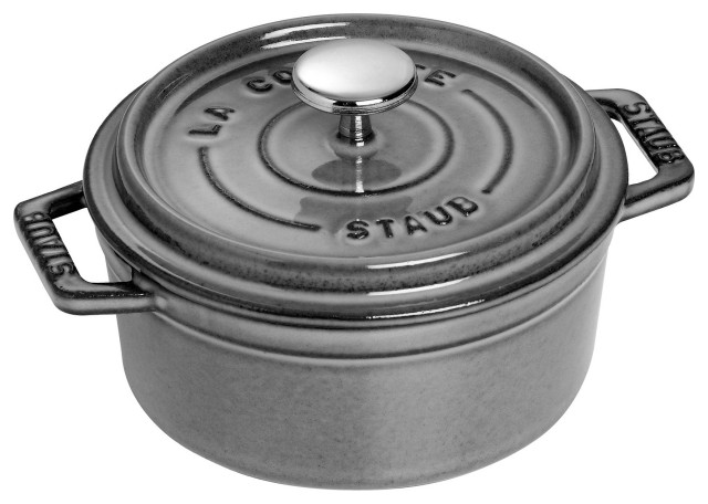 Staub Cast Iron 0.5-qt Round Cocotte - Graphite Grey