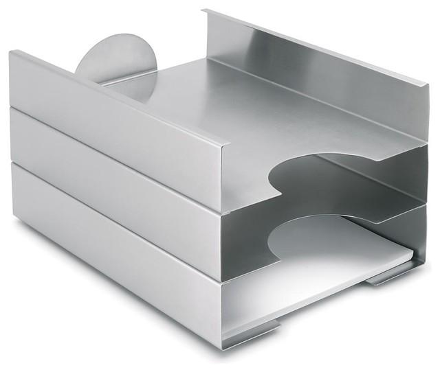 Akto Stainless Steel Filing Tray Set Of 3 Contemporary Desk Akto Stainless Steel Filing Tray Set Of 3
