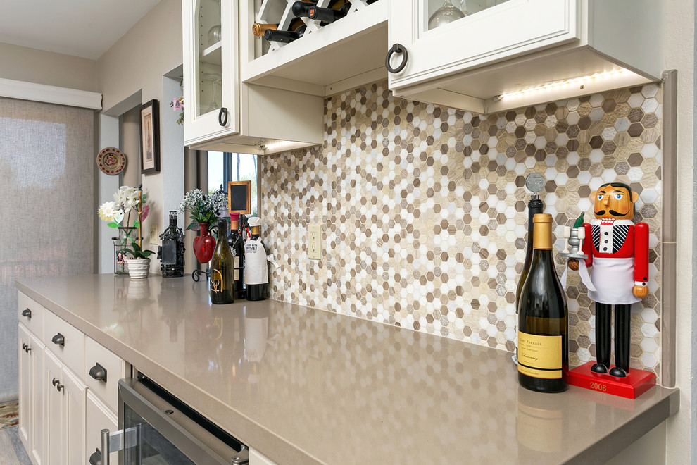 A wine enthusiasts kitchen with a french cafe feel