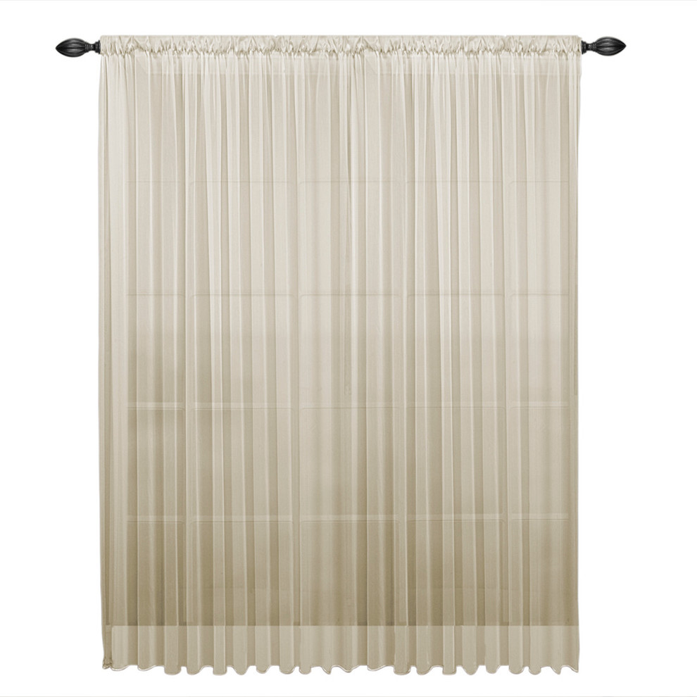 Tergaline Double Wide Sheer Curtain Panel With Weighted Hem