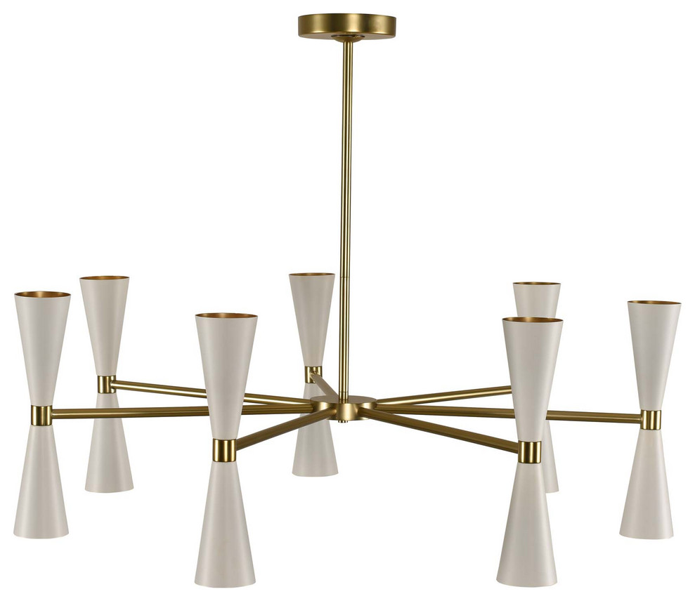 Milo 7 Arm Chandelier White And Vintage Brass