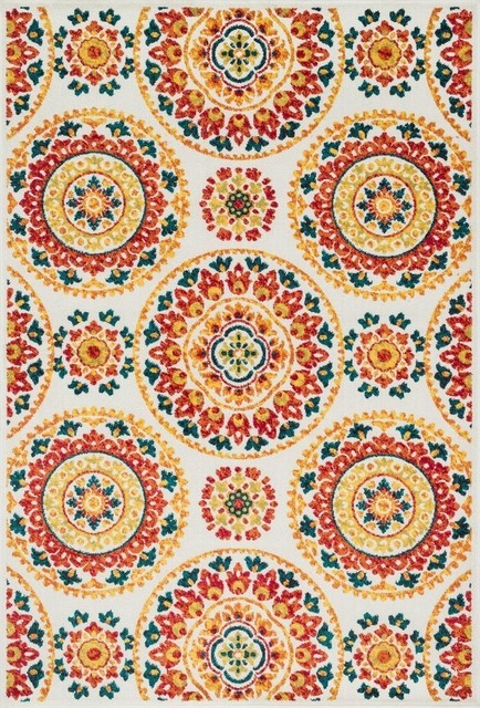 Easy Care / Outdoor Oasis OS-11 Red Multi Area Rug by Loloi, 7'10"x10'9"