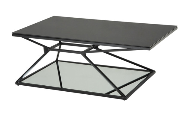 Glass Top Coffee Table With Black Steel Frame Contemporary