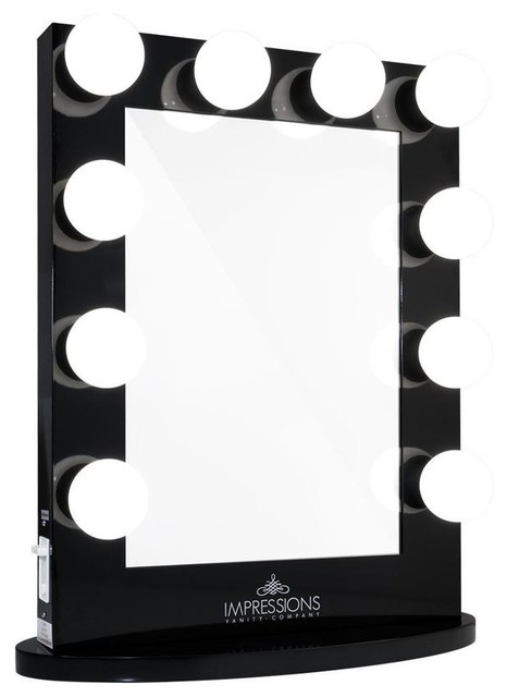 Hollywood Iconic Vanity Mirror Black, Hollywood Iconic Premiere Pro Vanity Mirror With Bluetooth Speakers