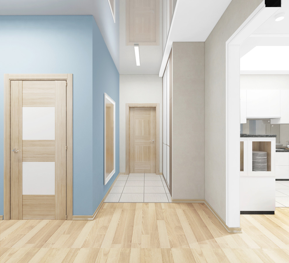 Светлый интерьер квартиры в голубых тонах