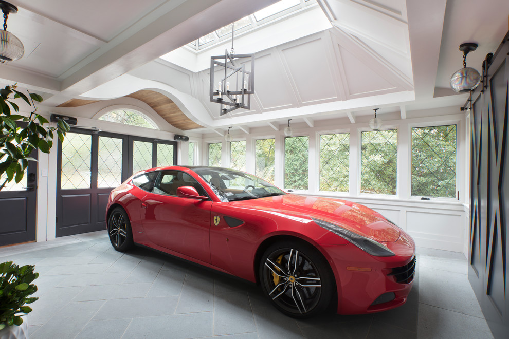 Photo of an expansive contemporary attached two-car porte cochere in Boston.
