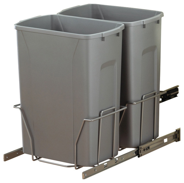 Slide-Out Waste & Recycling Bin/Non-Lidded in Frosted Nickel