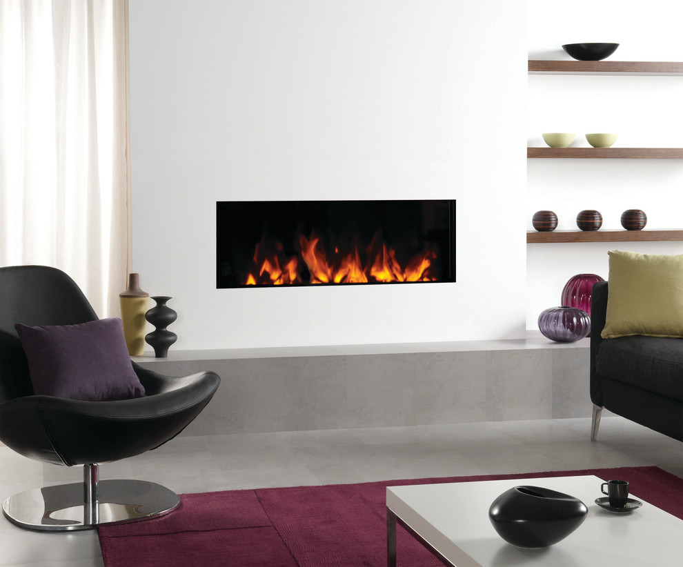Design ideas for a mid-sized contemporary formal living room in Essex with a standard fireplace.