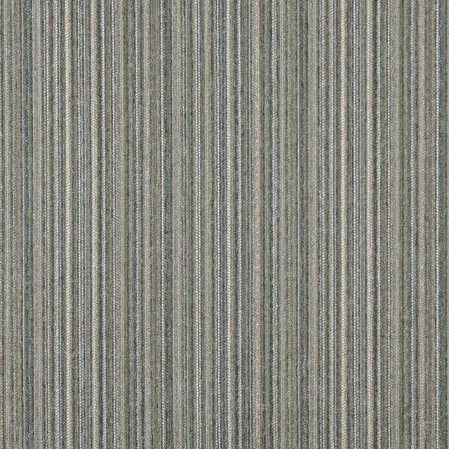 Blue Green And Ivory Striped Country Tweed Upholstery Fabric By The Yard