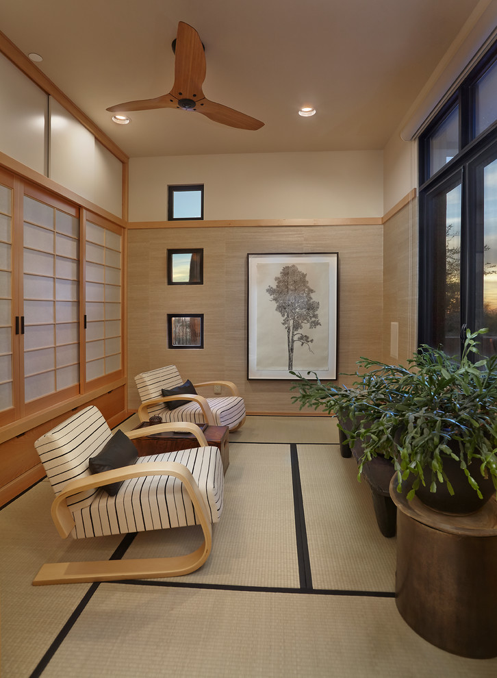 Inspiration for a small asian sunroom in Phoenix with no fireplace and a standard ceiling.