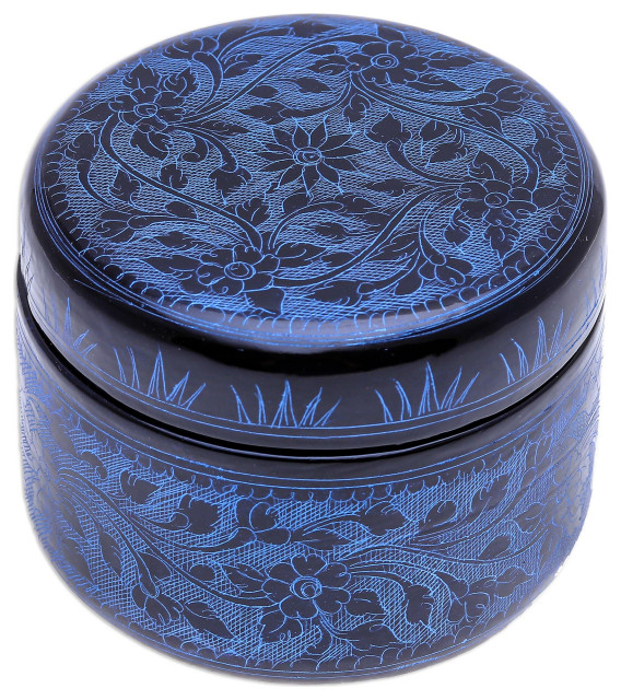 Novica Handmade Nostalgic Memory, Blue Lacquerware Decorative Wood Box