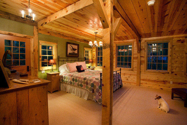 montana lodge themed barn home - traditional - bedroom - other -