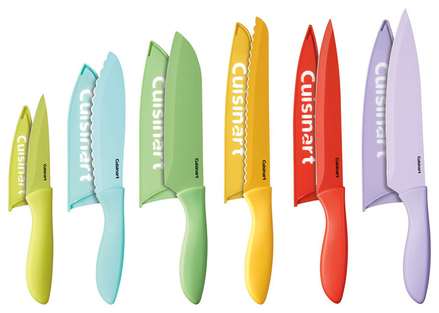 12-Piece Ceramic Color Knife Set With Blade Guards, Multi-Pastel