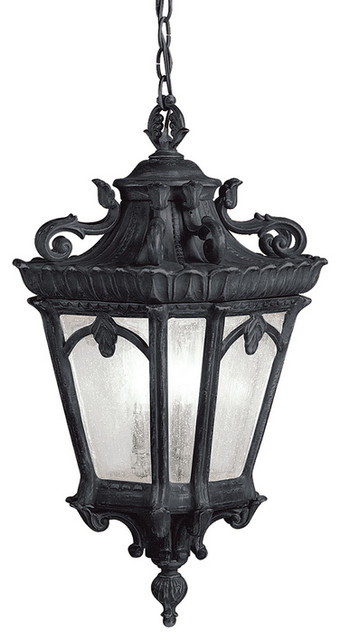 Tournai Outdoor Pendant 3 Light Textured Black Victorian Tournai Outdoor Pendant 3 Light