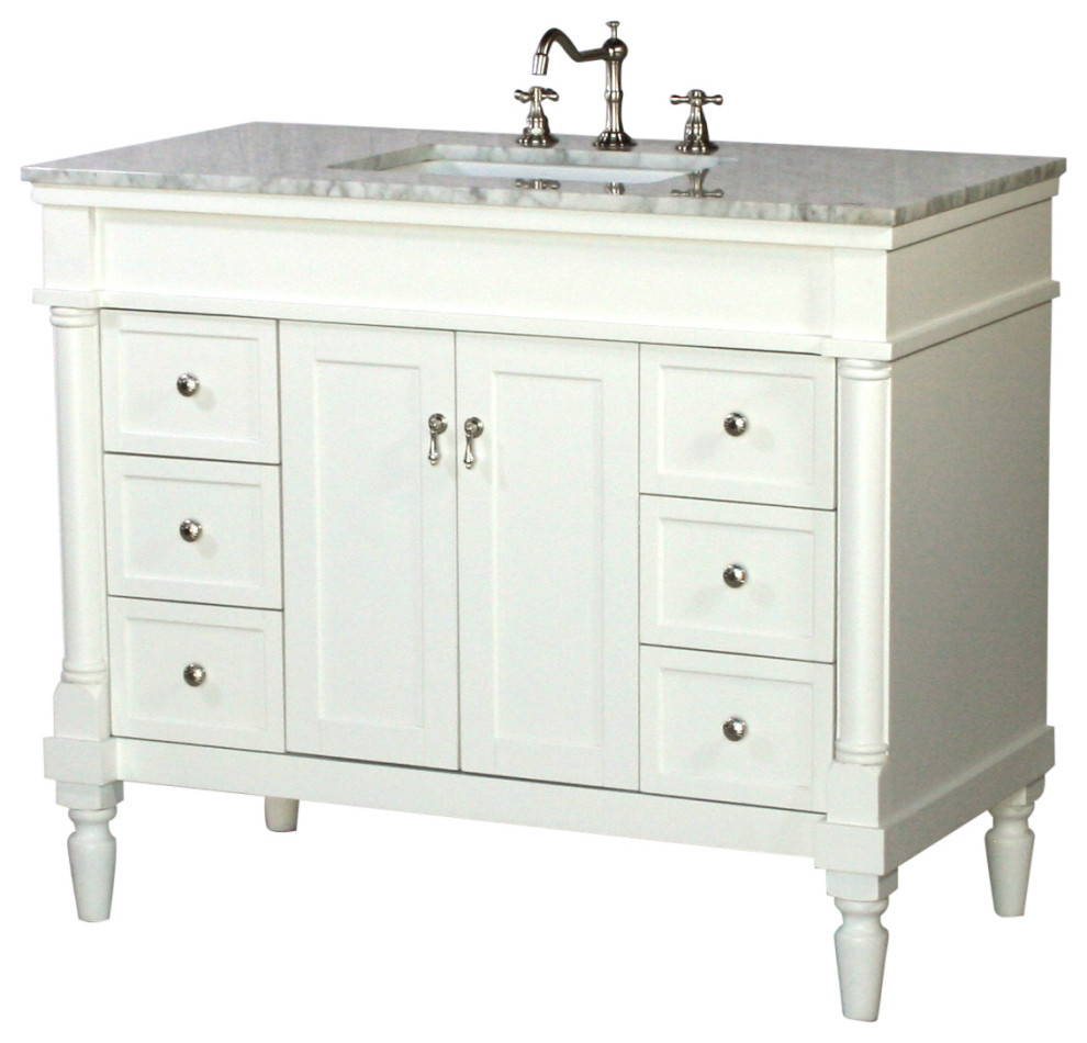 42" Contemporary Style Single Sink Bathroom Vanity Model 130-42 WK ...