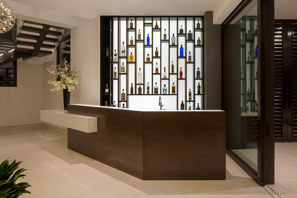 Photo of a contemporary home bar in San Diego.