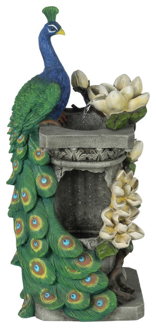 Polyresin Peacock Outdoor Fountain with LED Light