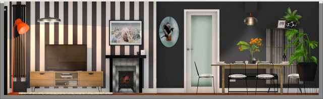 3D Render 1 eklektisk-vardagsrum