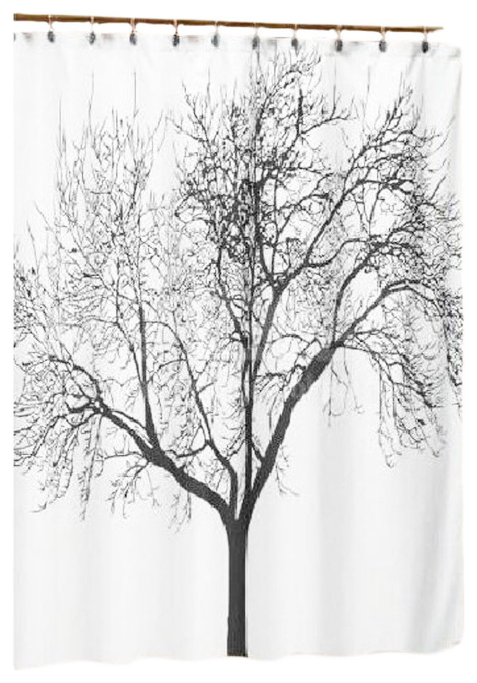 Black Tree Environmental Waterproof Shading Shower Curtains Door