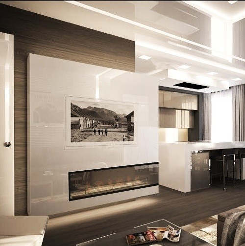 Встроенный биокамин в нишу