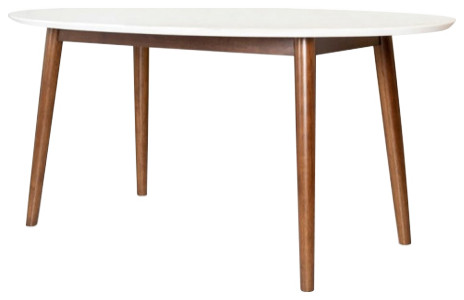 Rivol Mid-Century Modern 67-Inch Oval Engineered Wood Dining Table in White