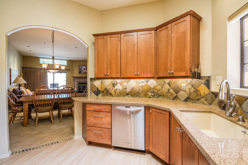 Kitchen - mid-sized transitional galley kitchen idea in Phoenix