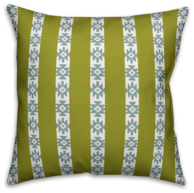 Southwestern Pattern Green And Blue Throw Pillow Cover