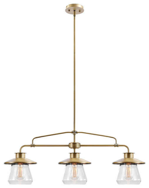 Nate 3-Light Brass Pendant