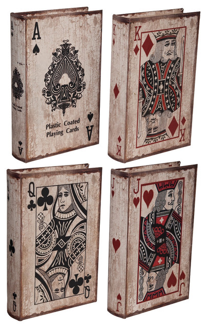 Vintage-Style Book Boxes Poker, 4-Piece Set