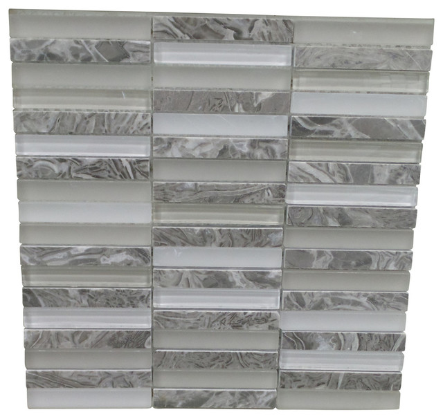 Polished Stone With Frosted And Clear Gl Mosaic Tiles Polished Stone With Frosted And Clear Gl Mosaic Tiles Gray 11 Sheets