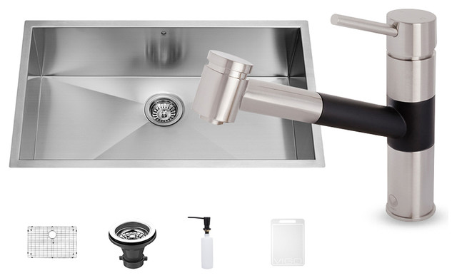 VIGO All-in-One 30-inch Stainless Steel Undermount Kitchen Sink and Branson Stai