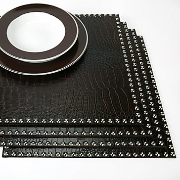 Faux Croc Placemats with Silver Studs Set of 4