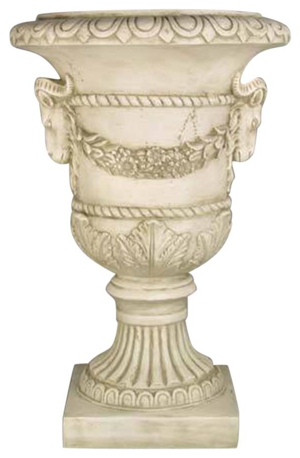 Ram And Garland Urn 31, Architectural Urns Traditional Outdoor Pots And Planters by