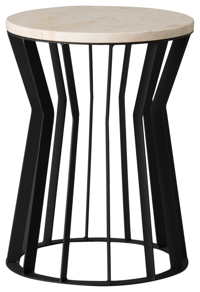 19 in. Millie Black Wrought Iron Accent Table Industrial Outdoor