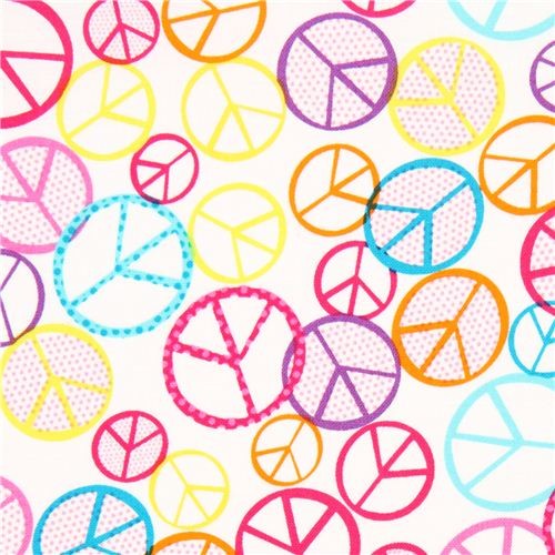 white peace signs fabric by Timeless Treasures