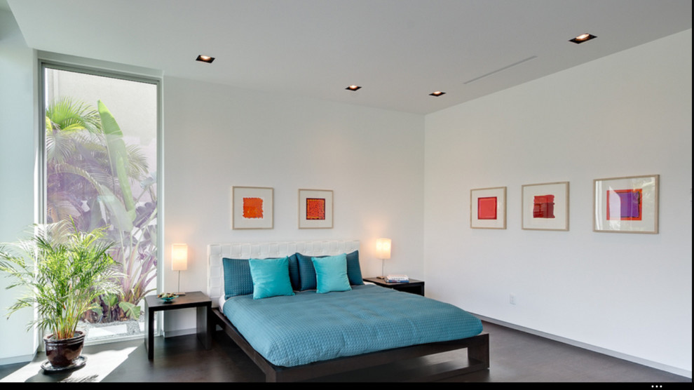 Design ideas for a modern bedroom in Miami.